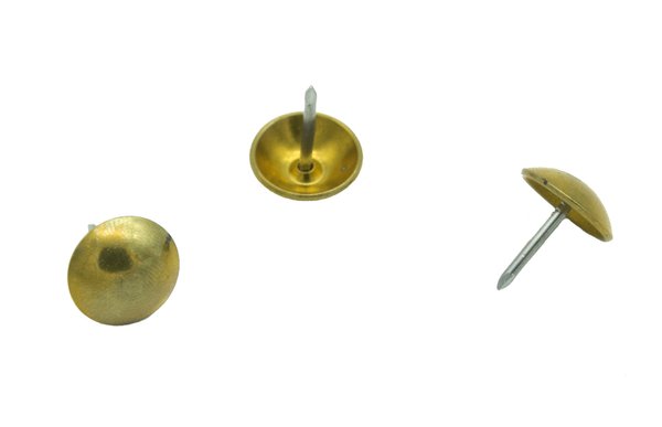 Chincheta decorativa de Ø 14 mm. dorada para tapicería, tachuelas para manualidades, 100 unidades