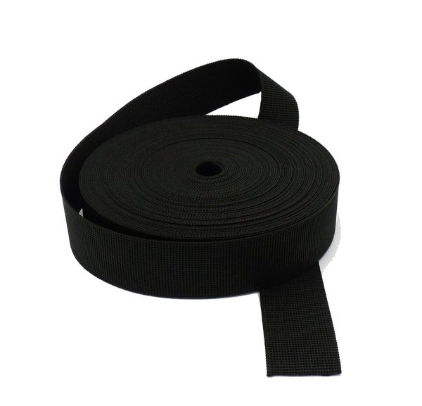 Cincha calidad Super Extra negra de tapicería de 50 mm. para asientos no elástica, 100 metros.